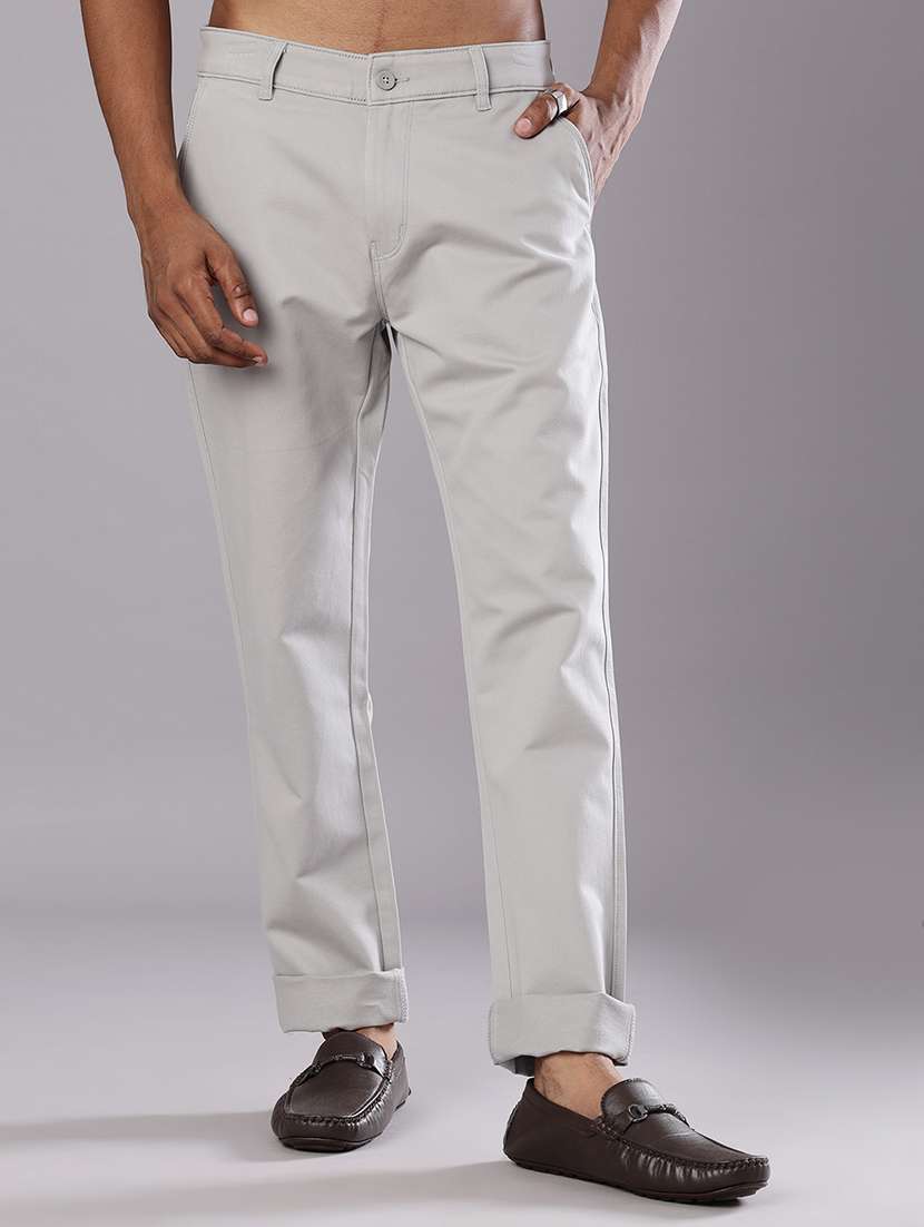 men solid mid rise straight fit chinos  - 21994684 -  Standard Image - 2