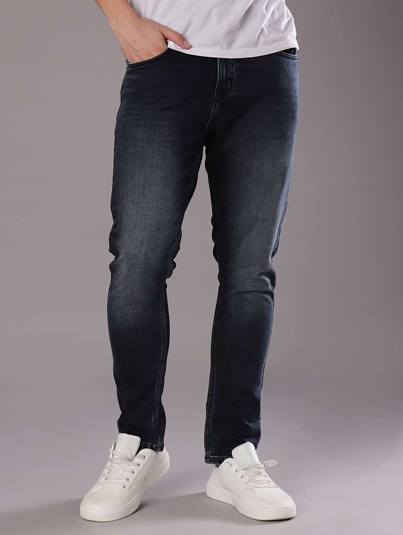 men solid mid rise slim fit jean