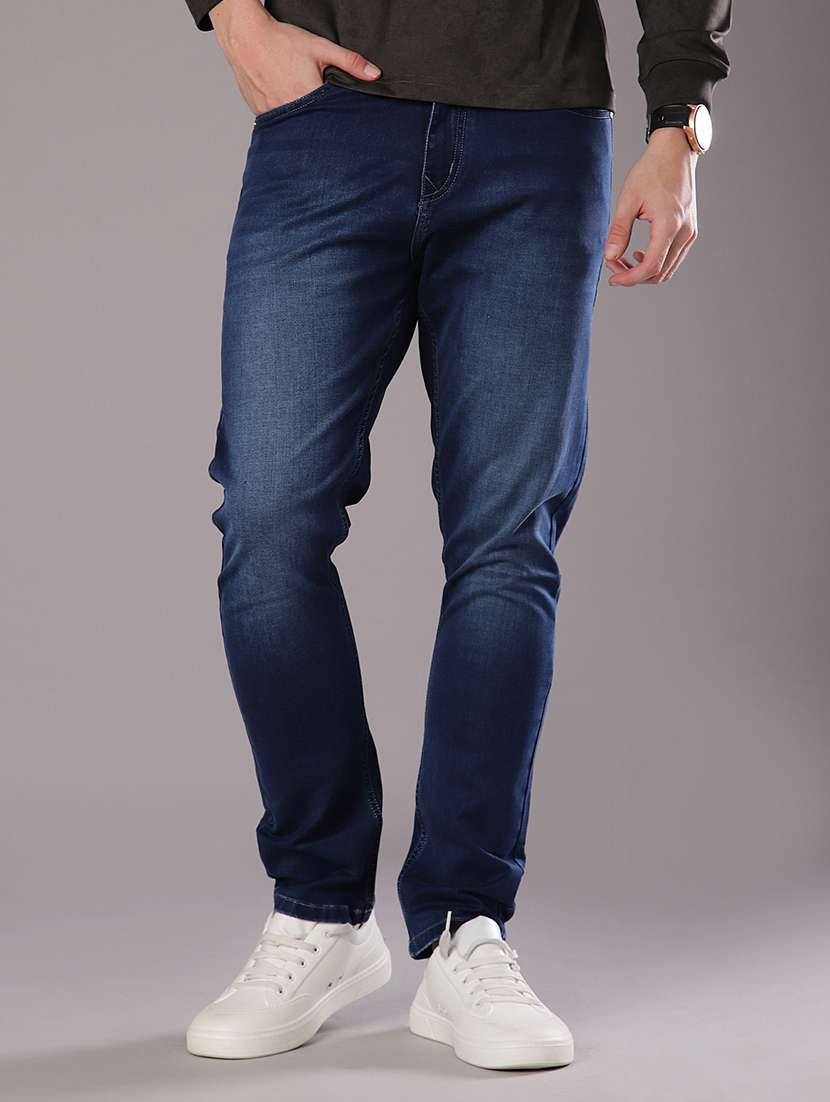 men solid mid rise slim fit jean
