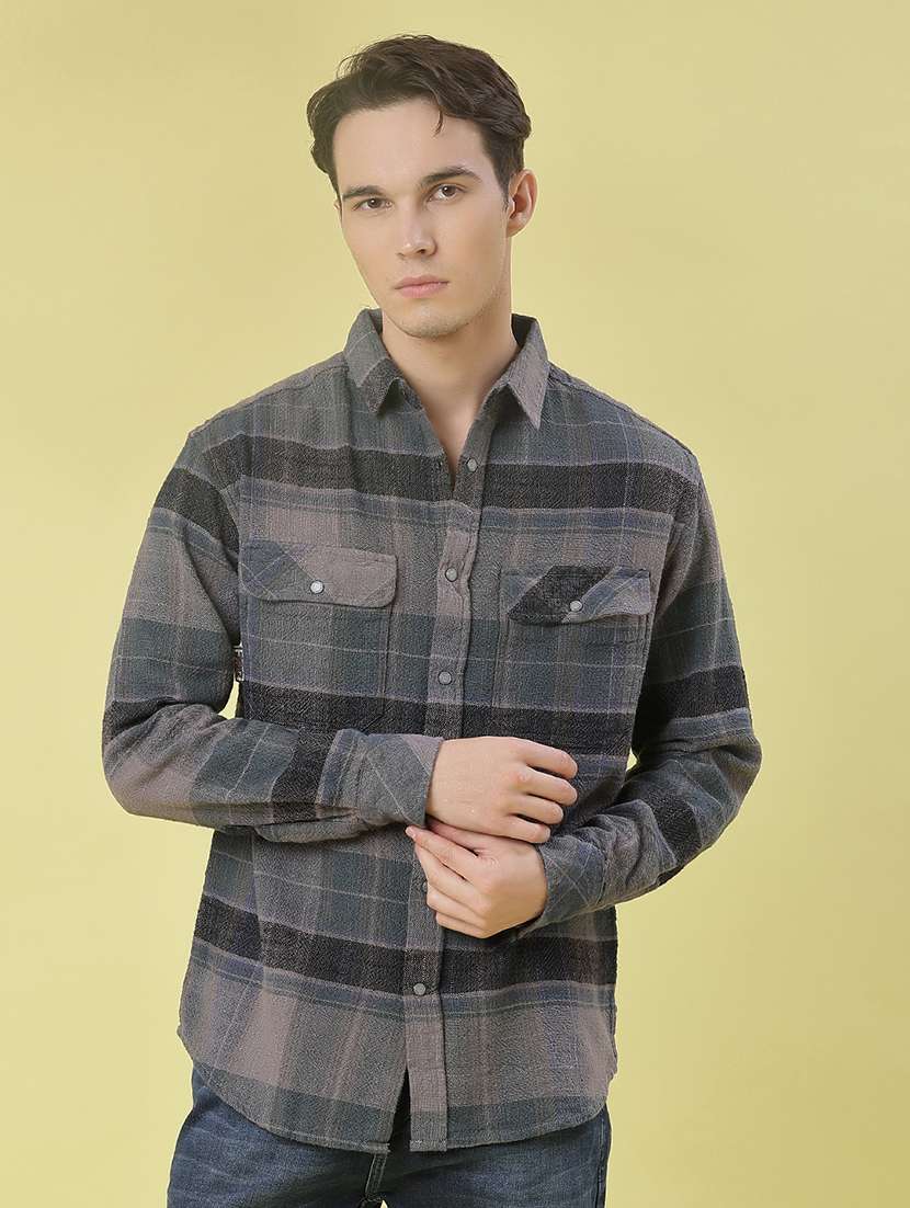 men checkered long sleeve regular fit casual shirt - 21994727 -  Standard Image - 2