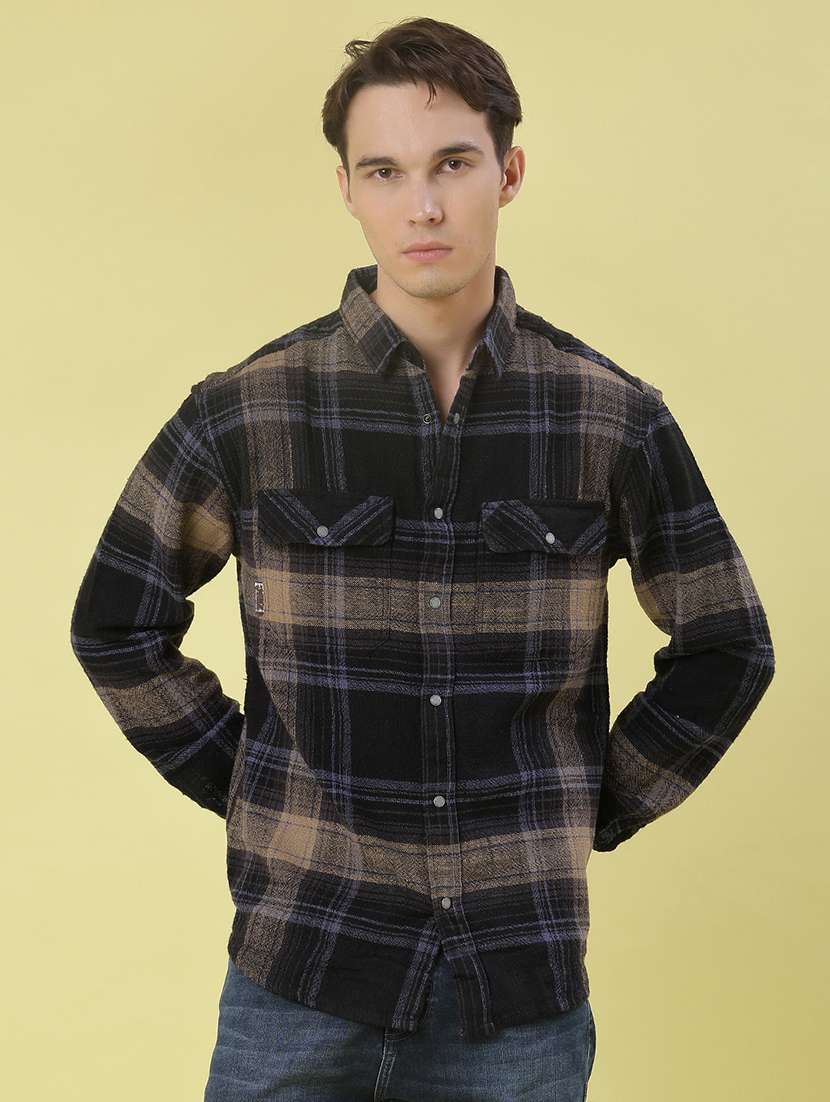 men checkered long sleeve regular fit casual shirt - 21994729 -  Standard Image - 2