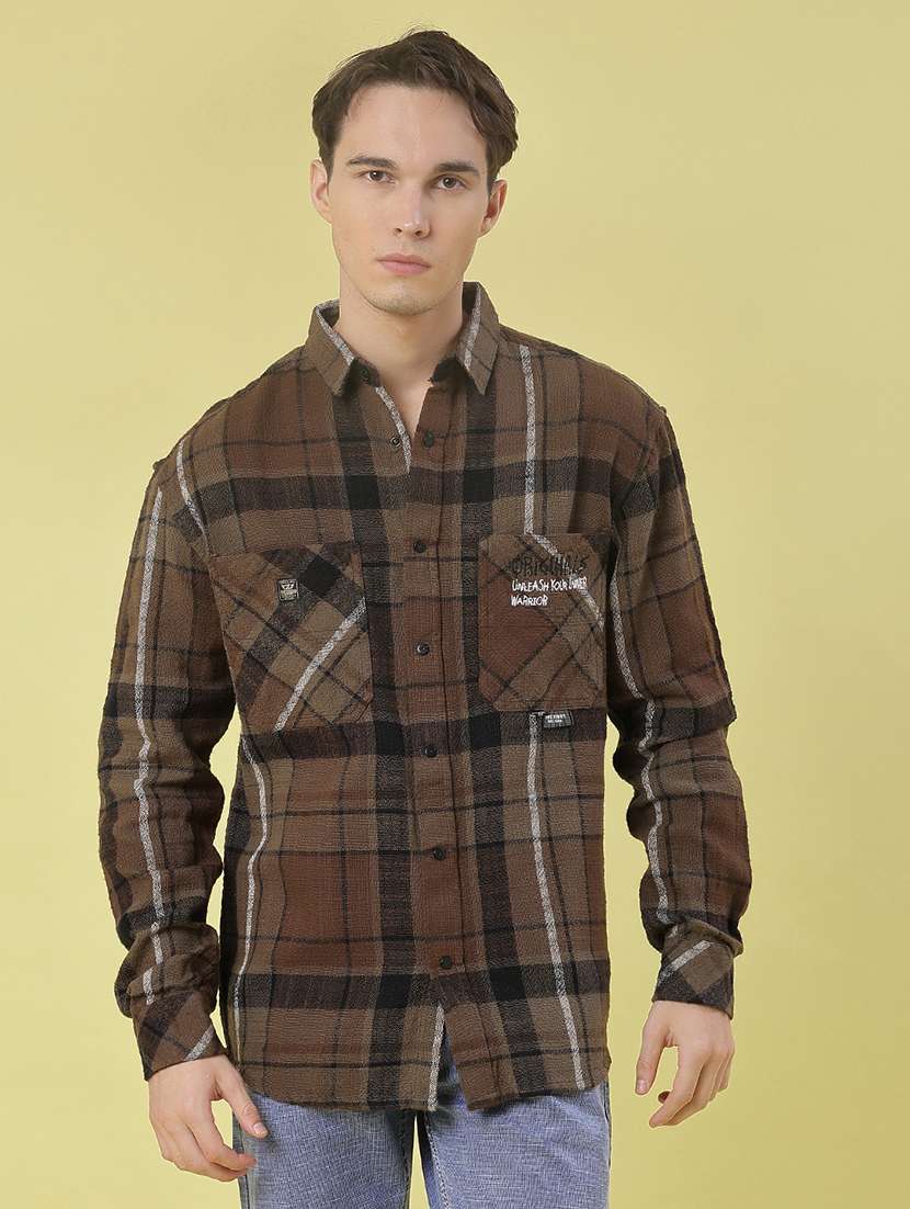 men checkered long sleeve regular fit casual shirt - 21994730 -  Standard Image - 2