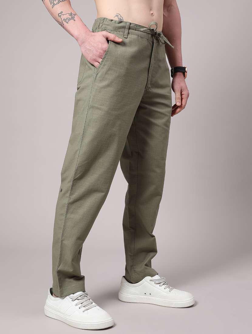 men olive cotton chinos casual trouser - 21994736 -  Standard Image - 2