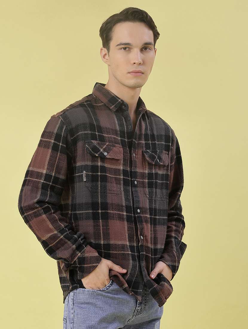 men checkered long sleeve regular fit casual shirt - 21994804 -  Standard Image - 2