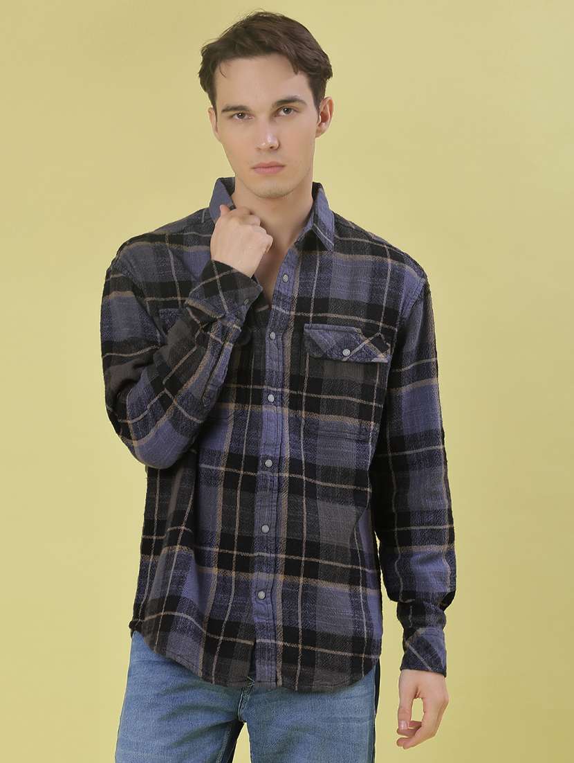 men checkered long sleeve regular fit casual shirt - 21994805 -  Standard Image - 2