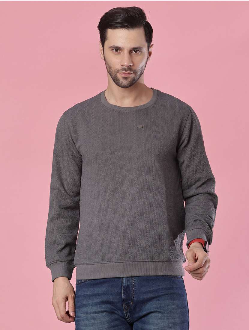 men self design long sleeve regular fit pullover 