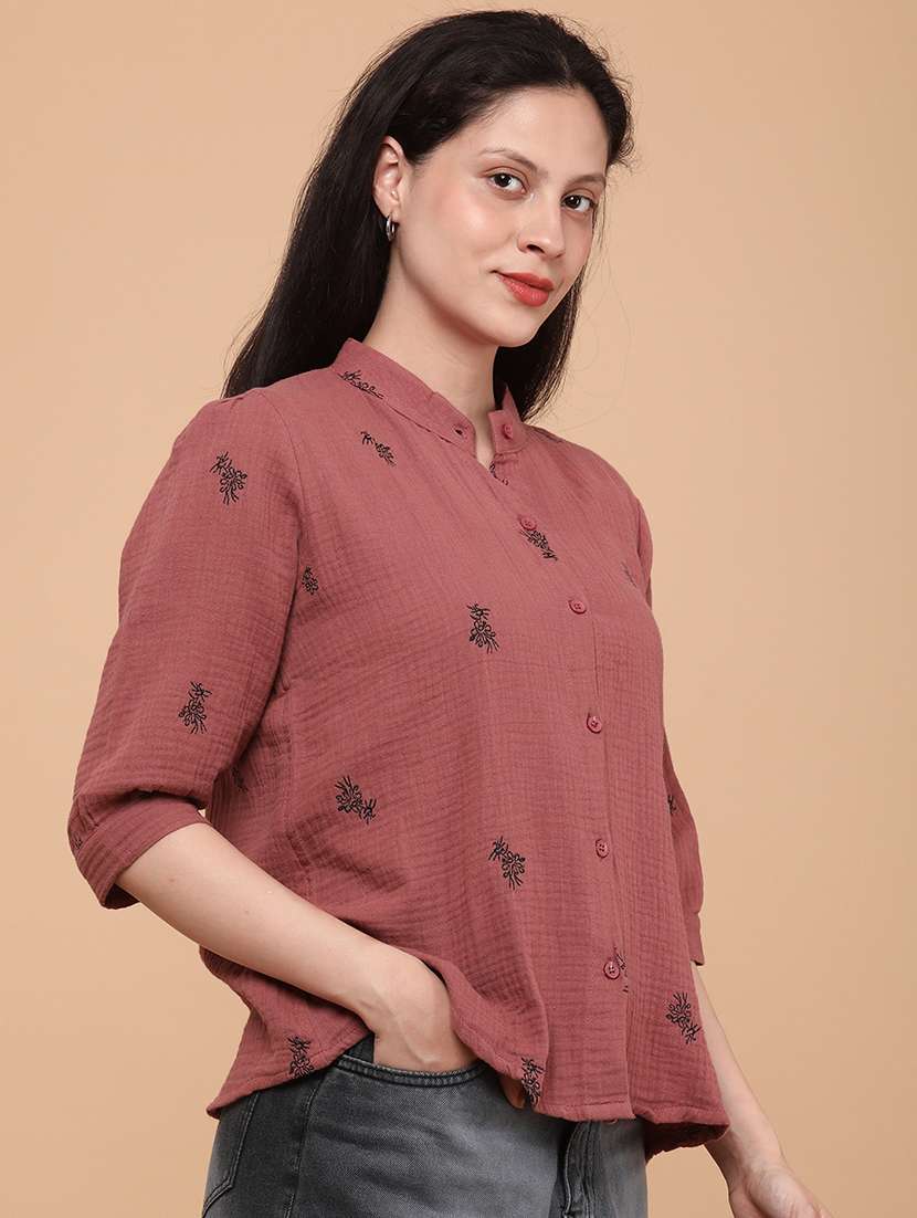 maroon cotton regular shirt - 21995037 -  Standard Image - 2