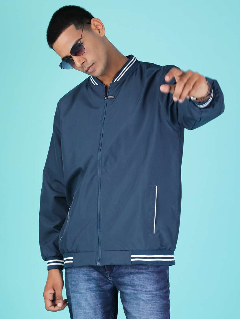 men solid long sleeve casual jacket