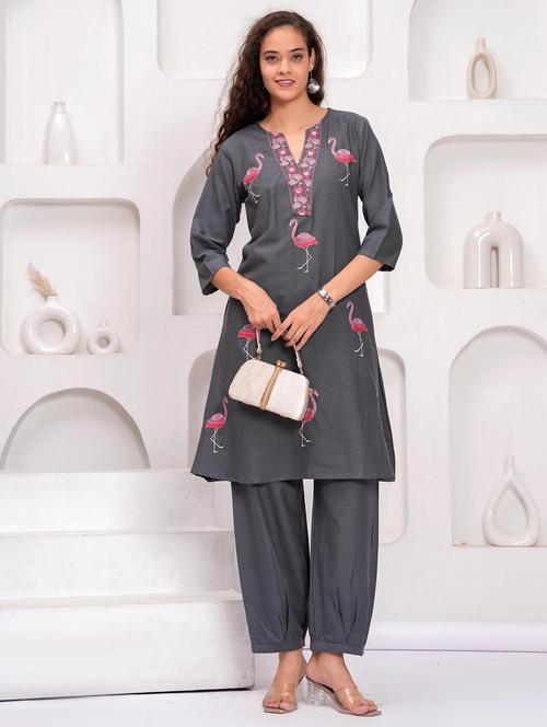 women embroidered kurta and salwar set - 21995166 - Standard Image - 0