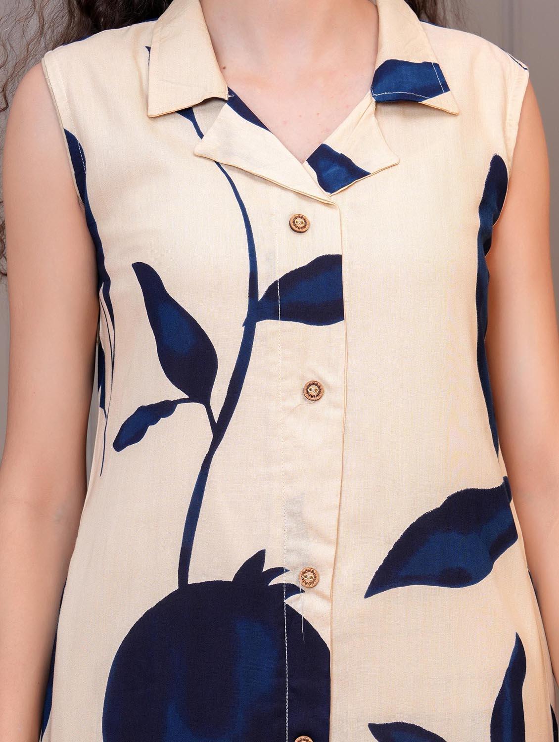 women printed sleeveless kurta and palazzo set - 21995171 - Standard Image - 2