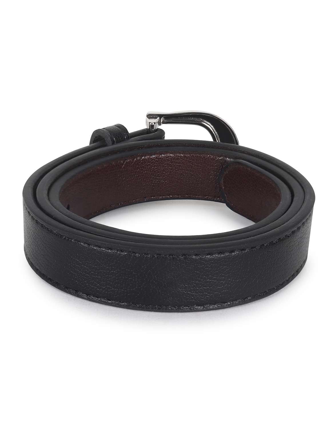 women leather black plain buckle belt - 21995225 - Standard Image - 2
