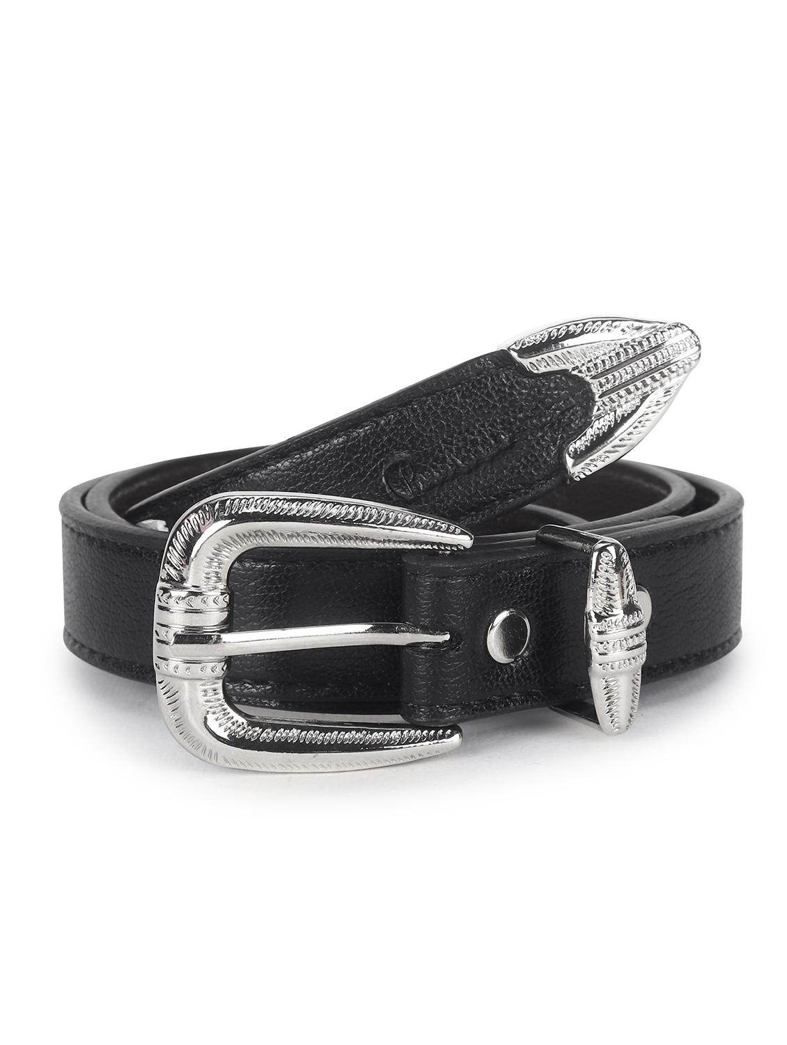 women leather black plain buckle belt - 21995229 - Standard Image - 2