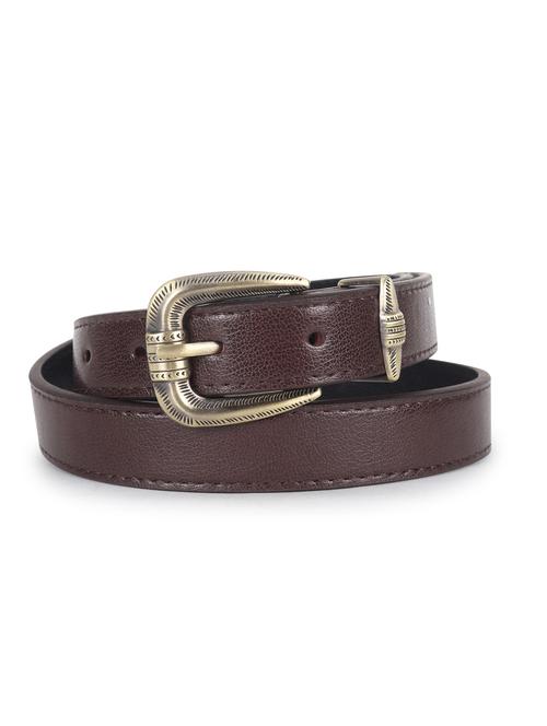 women leather brown plain buckle belt - 21995230 - Standard Image - 0