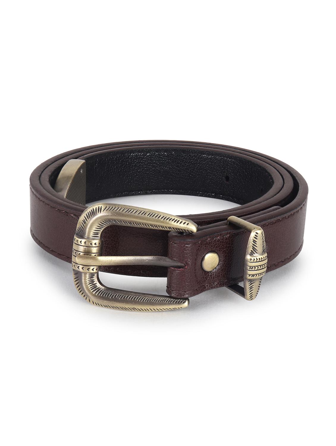 women leather brown plain buckle belt - 21995230 - Standard Image - 2