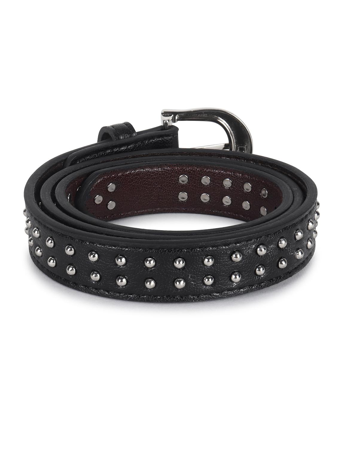 women's black studded leather belt - 21995238 - Standard Image - 2