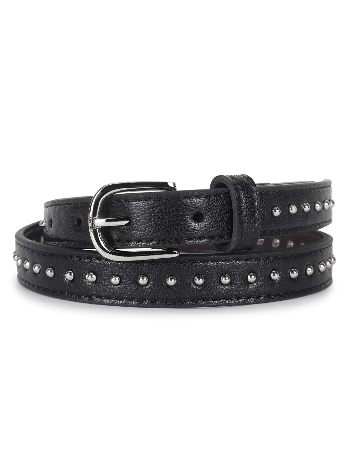 women's black studded leather belt - 21995240 -  Zoom Image - 0
