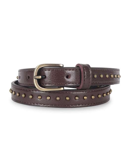 women's brown studded leather belt - 21995241 - Standard Image - 0