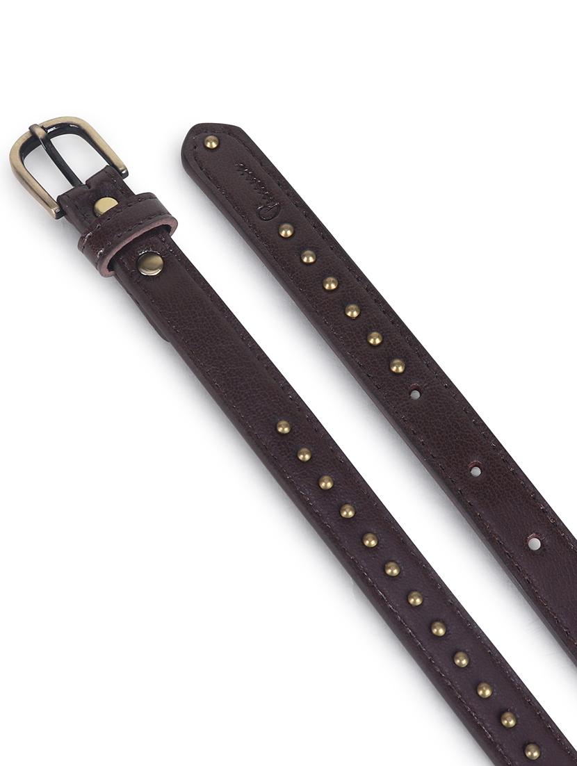 women's brown studded leather belt - 21995241 - Standard Image - 2
