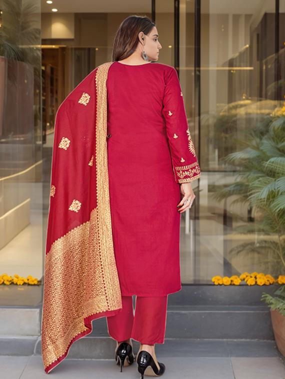 women embroidered kurta and pant with dupatta - 21995254 - Standard Image - 2