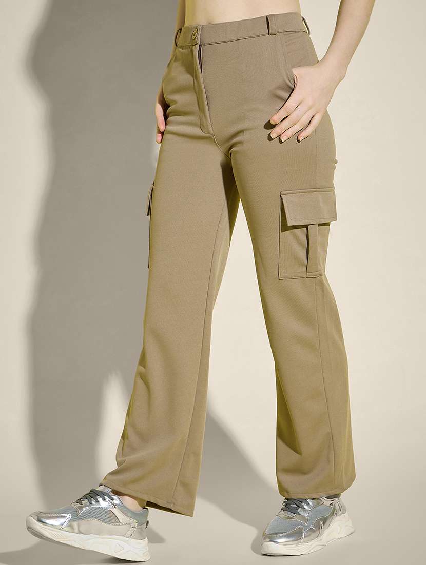 women solid high rise cargo - 21995380 -  Standard Image - 2