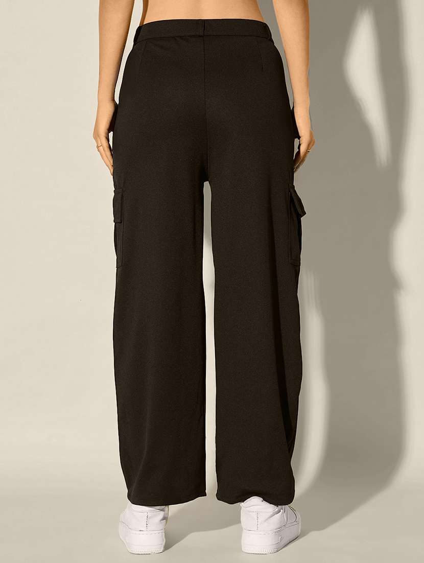 men black solid mid rise cargo - 21995384 -  Standard Image - 2