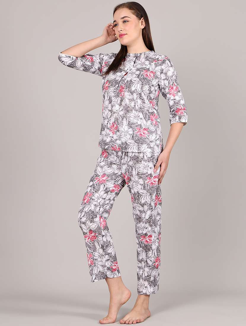 women printed nightwear pyjama set
