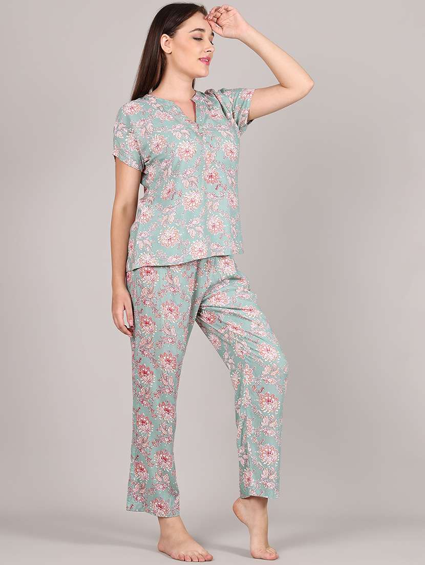 women printed nightwear pyjama set