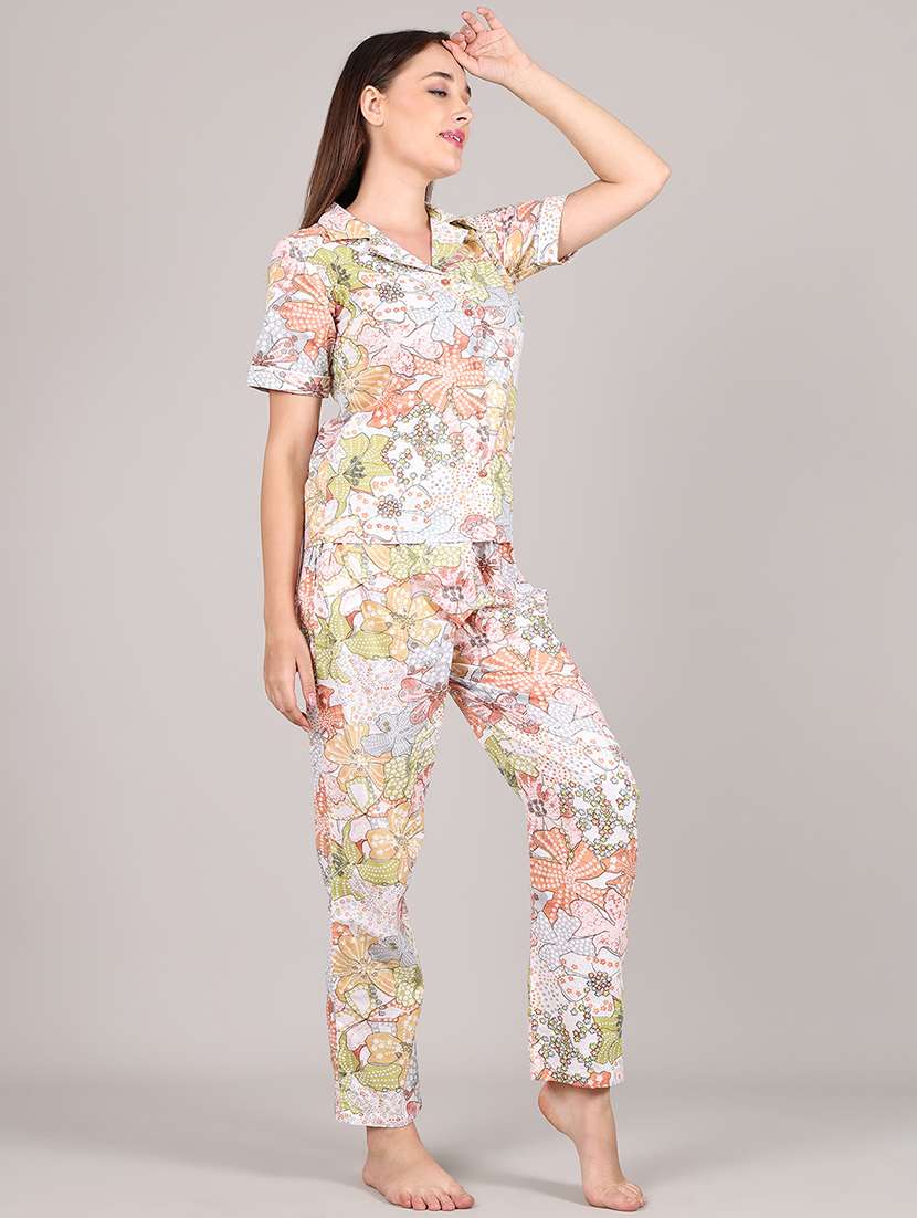 women printed nightwear pyjama set