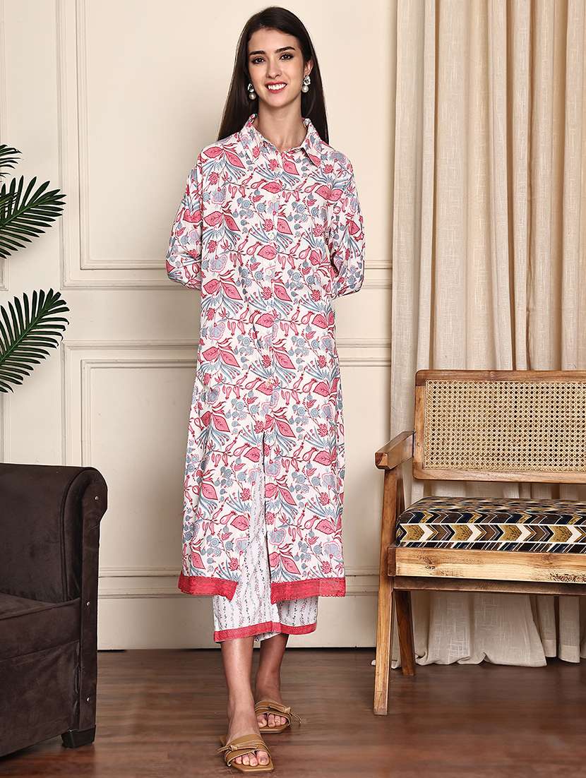 women floral printed long sleeve kurta pant set - 21995926 -  Standard Image - 2