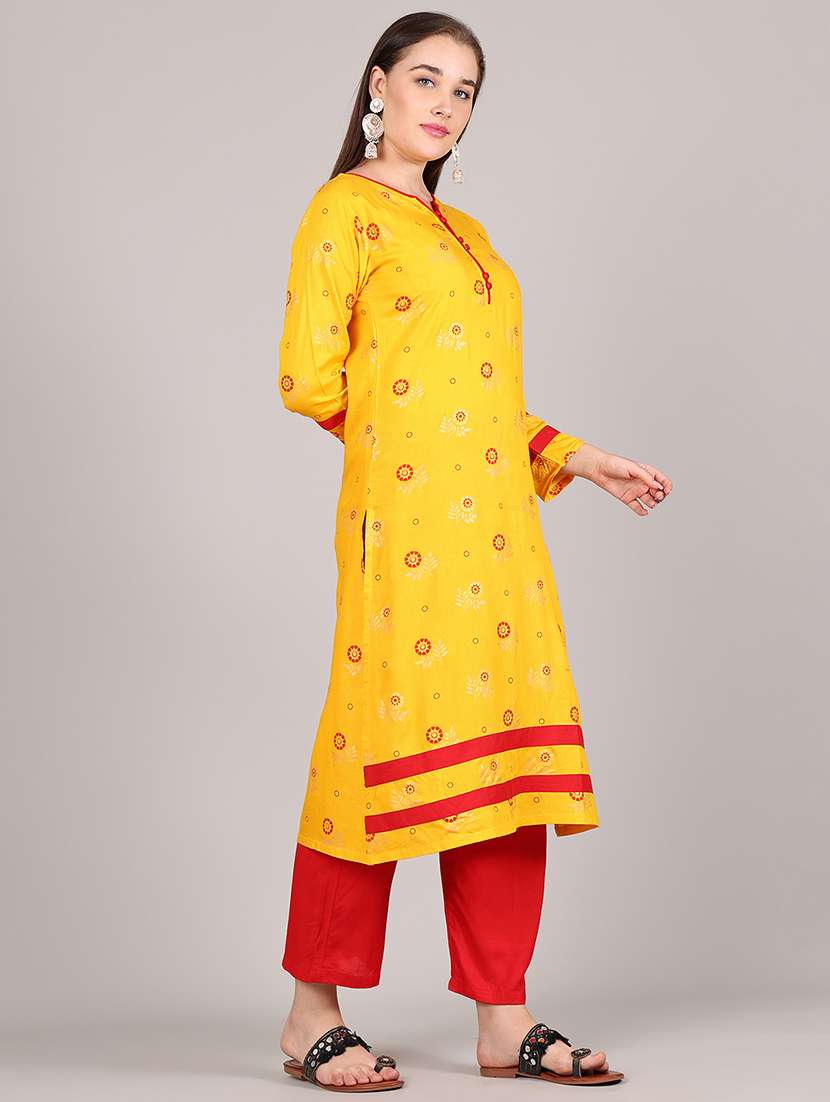 women printed three quarter sleeve kurta pant set - 21995932 -  Standard Image - 2