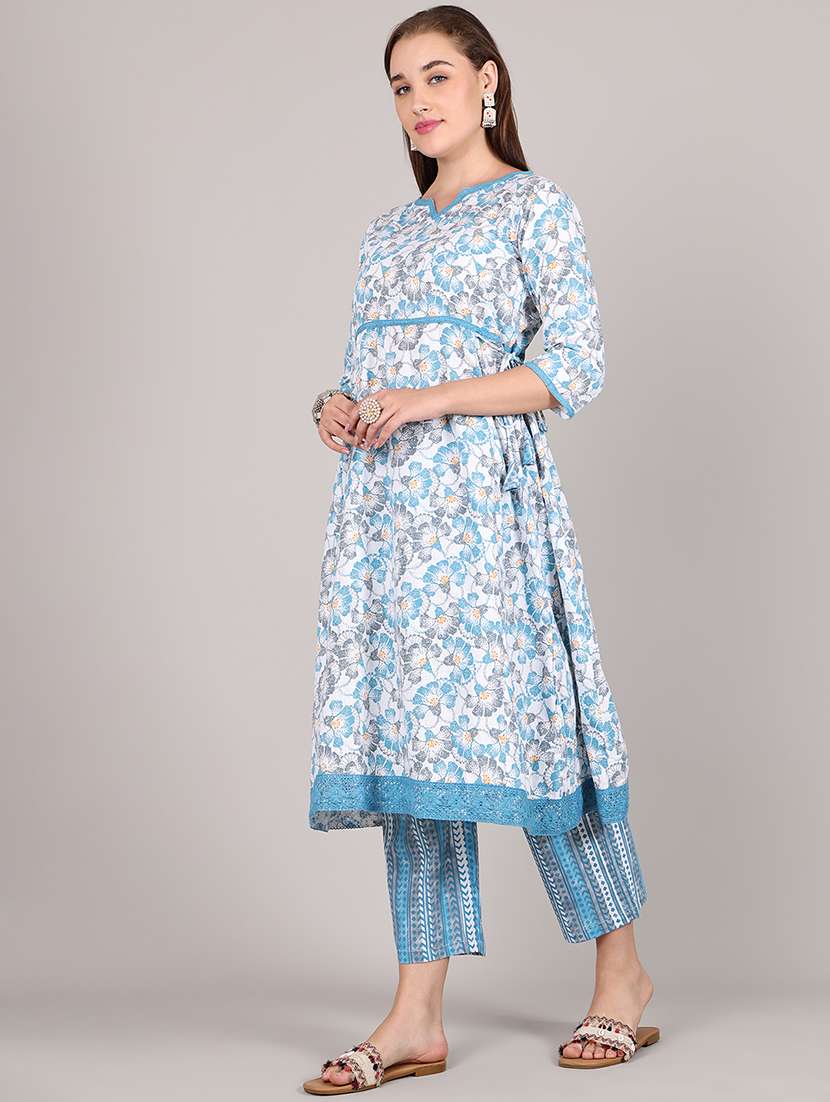 women floral printed three quarter sleeve kurta pant set - 21995934 -  Standard Image - 2