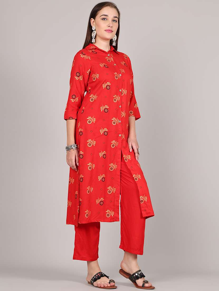 women floral printed three quarter sleeve kurta pant set - 21995936 -  Standard Image - 2