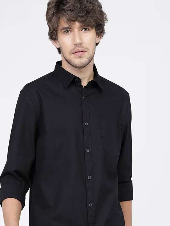 men solid long sleeve regular fit casual shirt