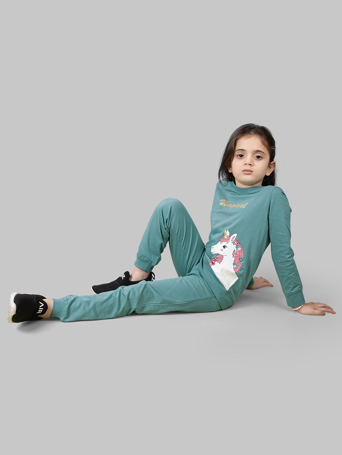 girls printed active wear co-ord set - 21996364 - Standard Image - 2