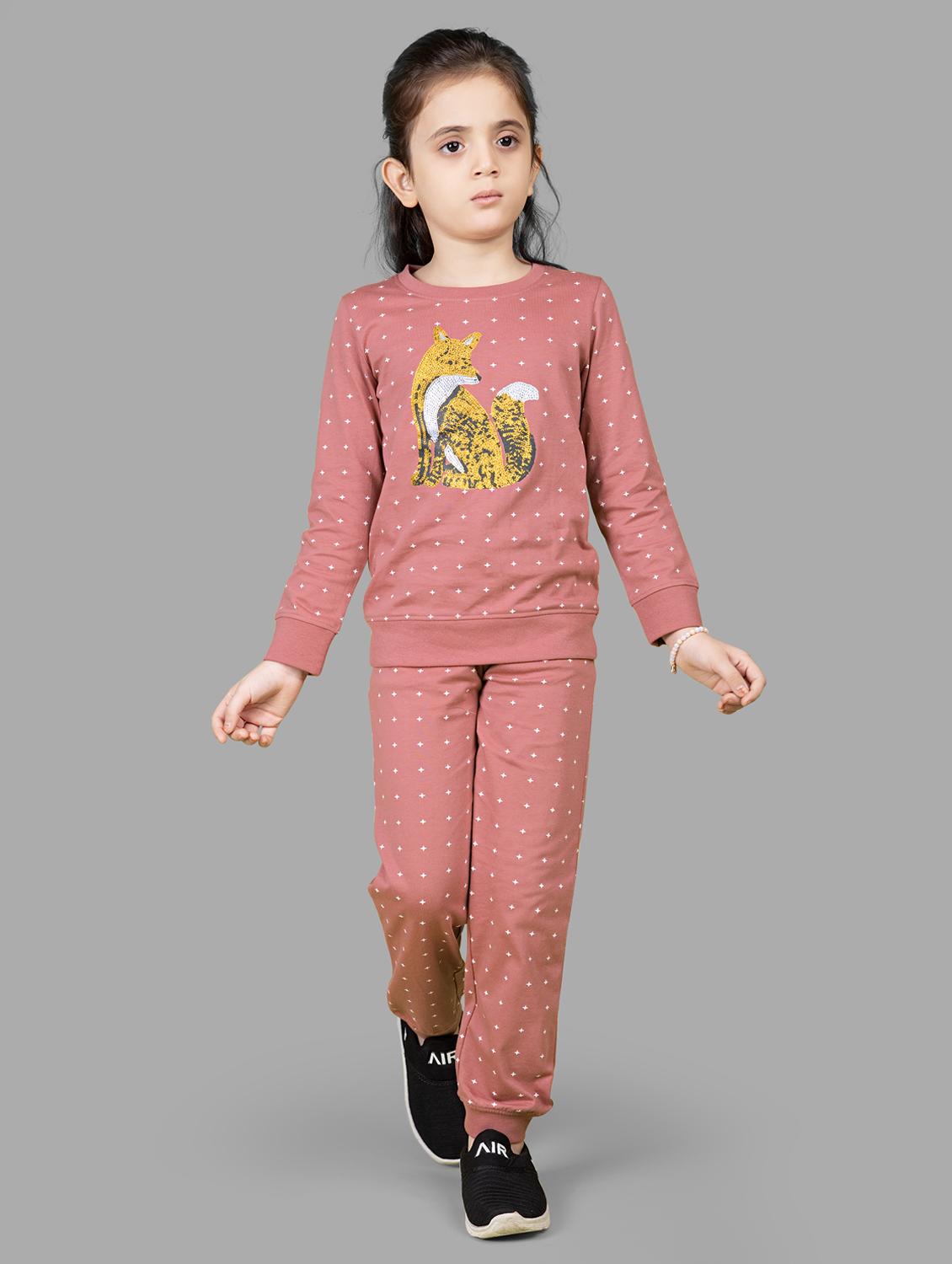 girls printed active wear co-ord set - 21996365 - Standard Image - 2