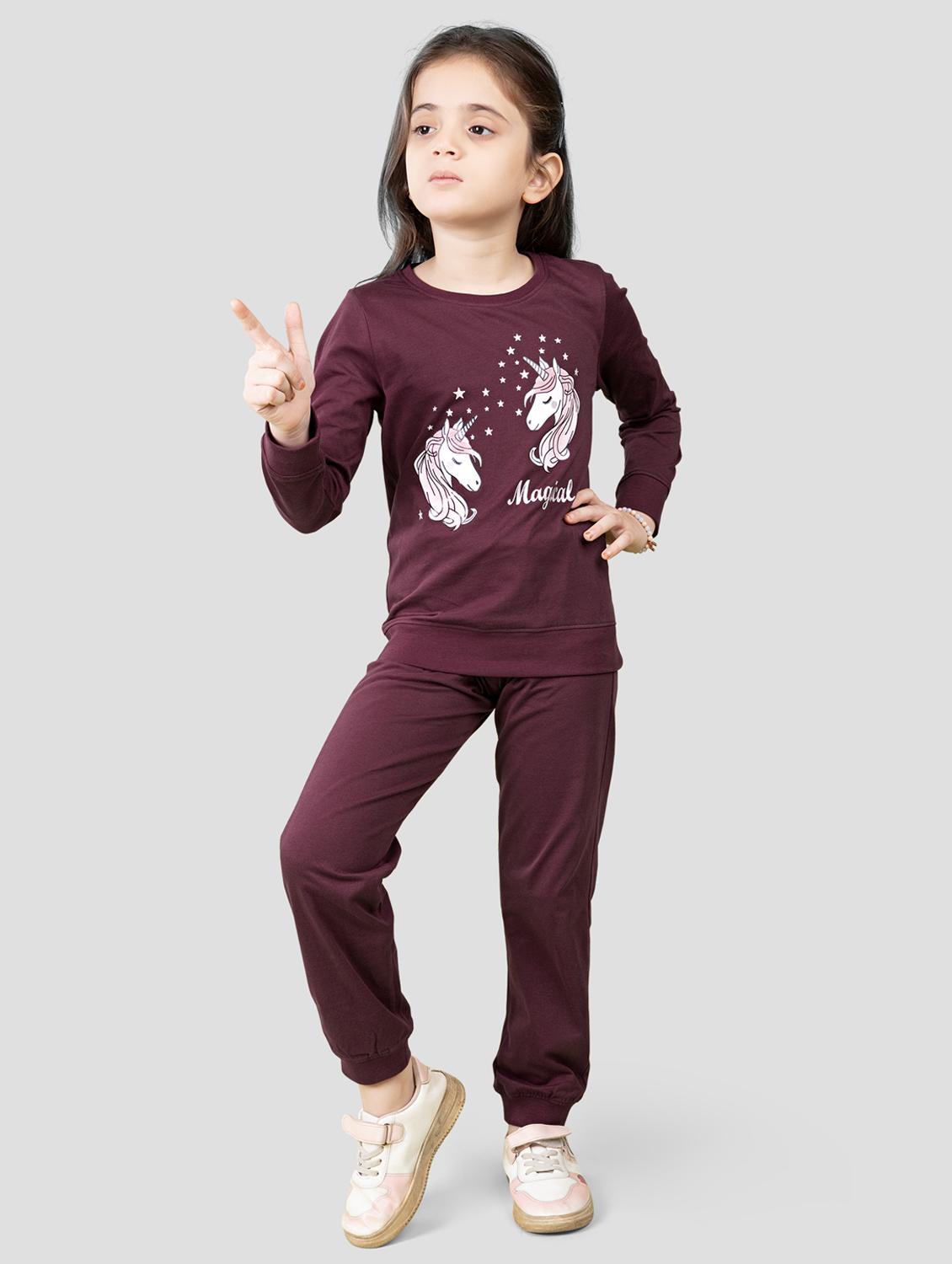 girls printed active wear co-ord set - 21996366 - Standard Image - 2