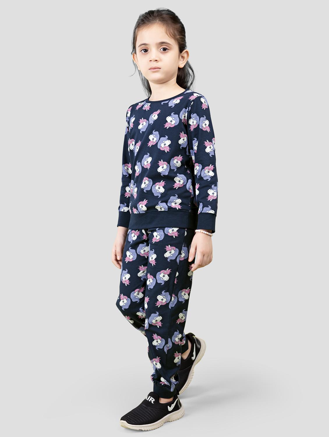 girls printed active wear co-ord set - 21996367 - Standard Image - 2