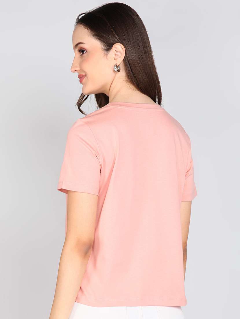 women solid short sleeve regular t-shirt - 21996397 - Standard Image - 2