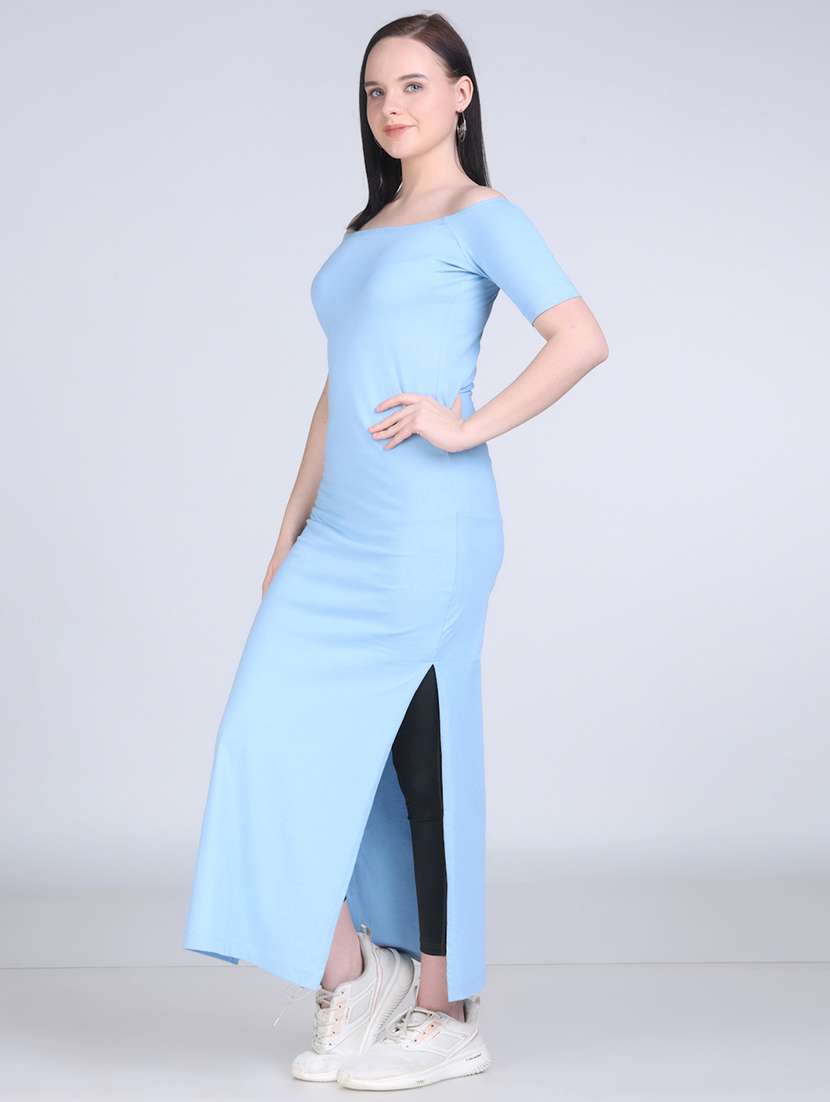 women solid off shoulder straight long top - 21996404 -  Standard Image - 2