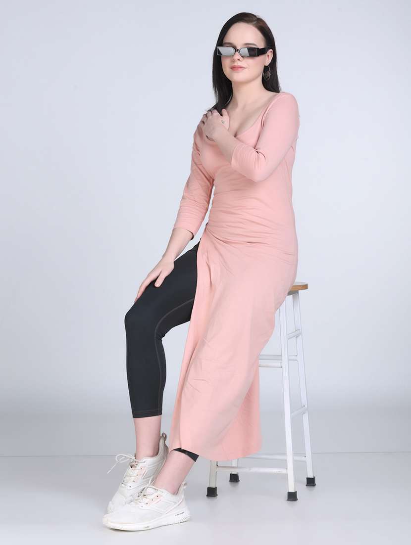 women solid three quarter sleeve long top - 21996410 -  Zoom Image - 0