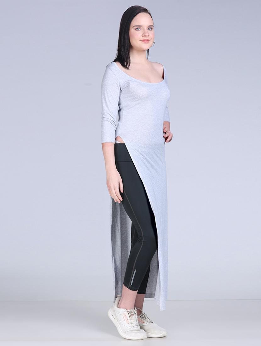 women solid three quarter sleeve long top - 21996411 - Standard Image - 2