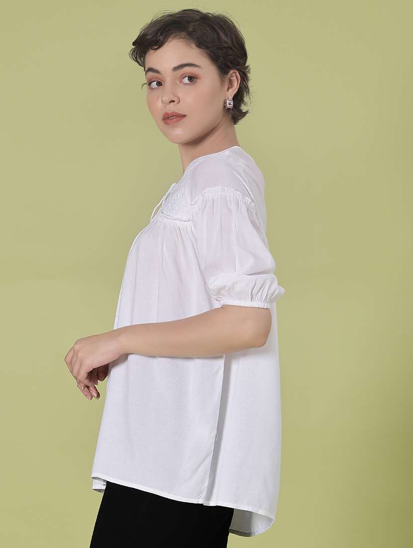 women embroidered three quarter sleeve kurti - 21996475 -  Standard Image - 2