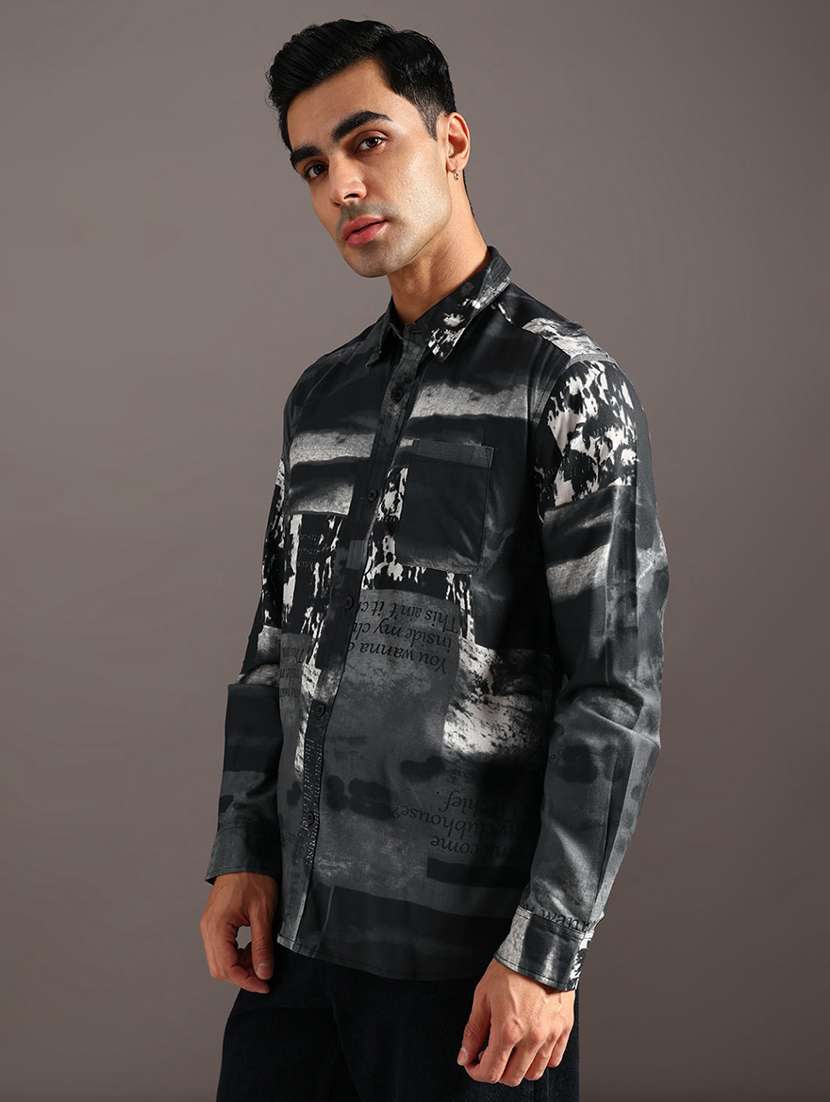 men printed long sleeve regular fit casual shirt - 21996527 -  Standard Image - 2