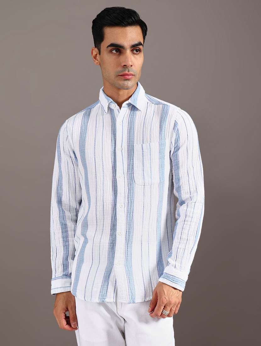 men striped long sleeve regular fit casual shirt - 21996528 -  Standard Image - 2