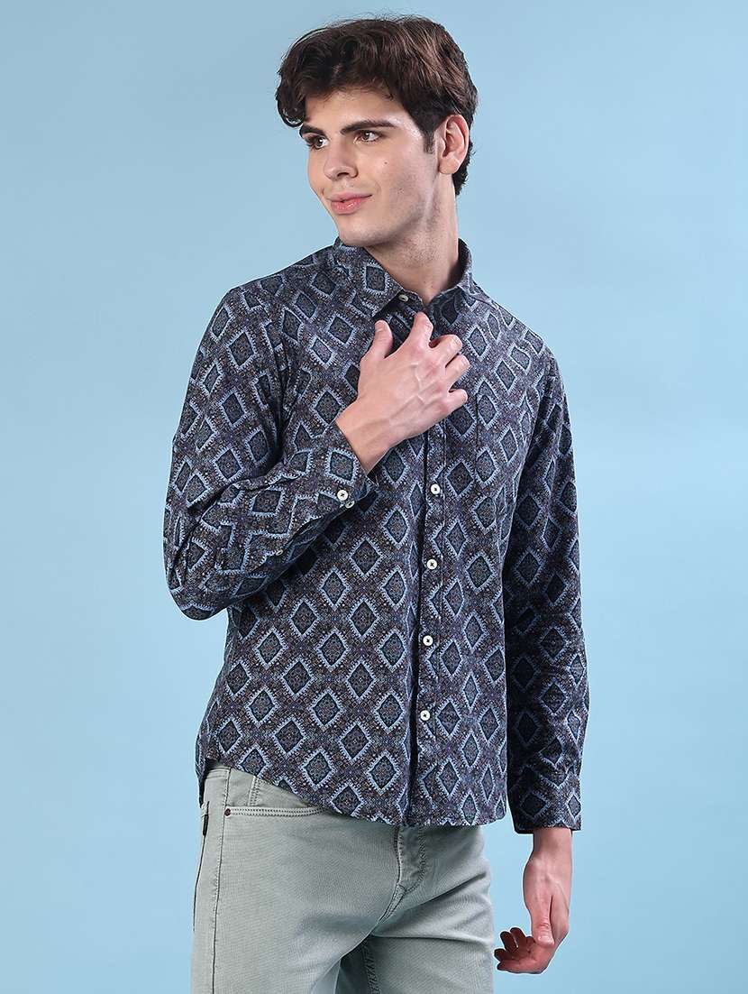 men printed long sleeve regular fit casual shirt - 21996538 -  Standard Image - 2