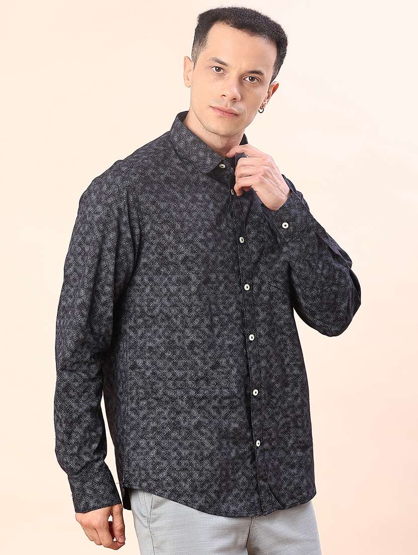 men printed long sleeve regular fit casual shirt - 21996601 -  Standard Image - 2