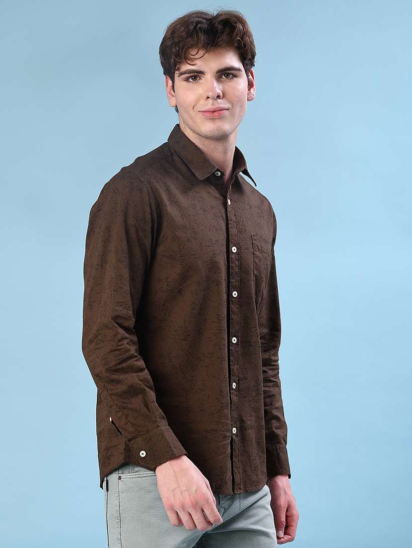 men printed long sleeve regular fit casual shirt - 21996603 -  Standard Image - 2