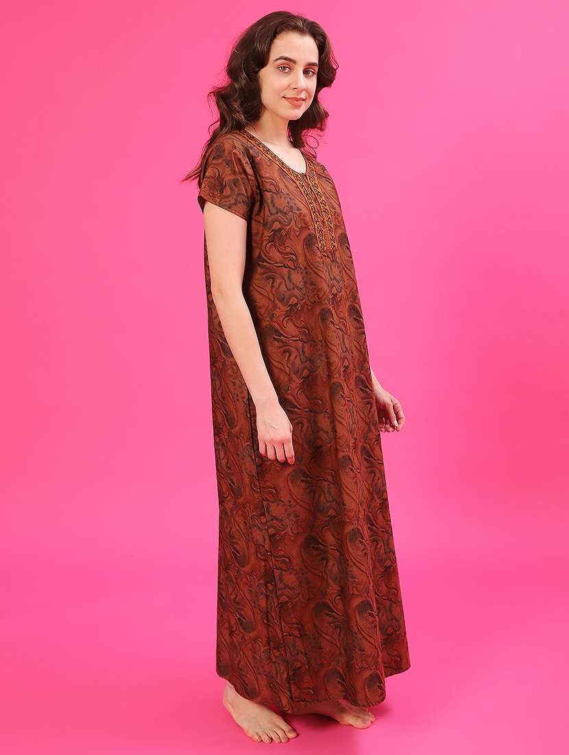 women printed short sleeve nighty - 21996604 -  Standard Image - 2