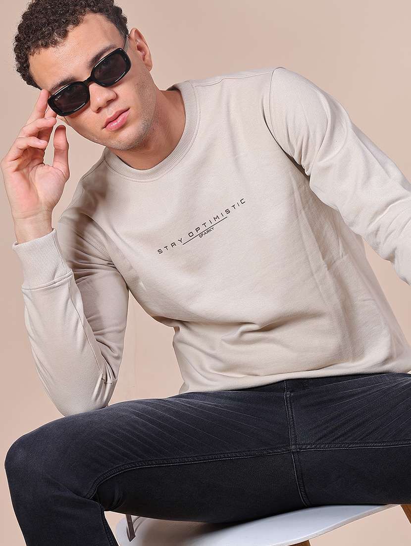 men typographic long sleeve regular fit sweatshirt
