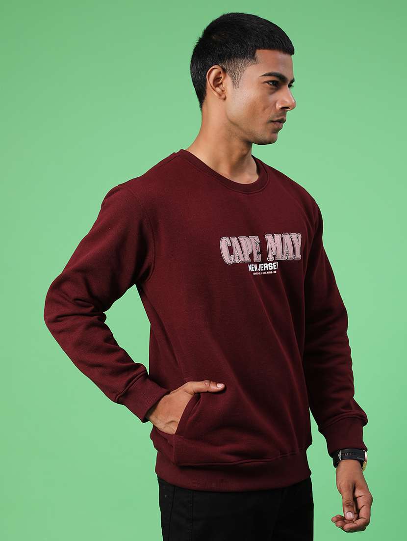 maroon cotton front print sweatshirt - 21996729 -  Standard Image - 2